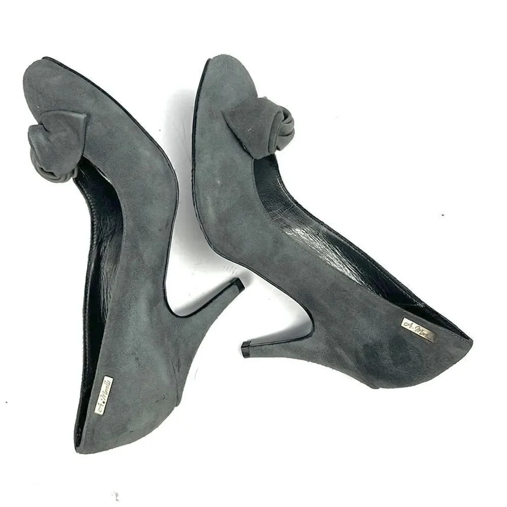 New Andrea Morelli Italy Gray Suede Pumps Heels EUR 36 US 6